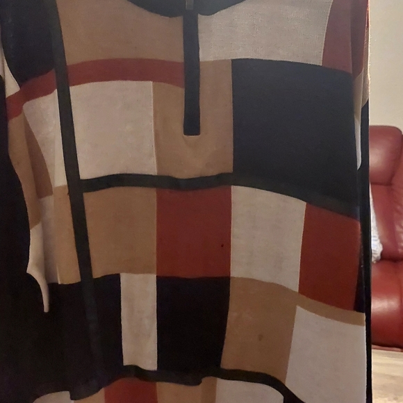 MEN CHECKERED SWEATER W/LEATHER, sz 3X, used $13 GLENN HEIGHTS TX PPU OR SHIP - Picture 2 of 9